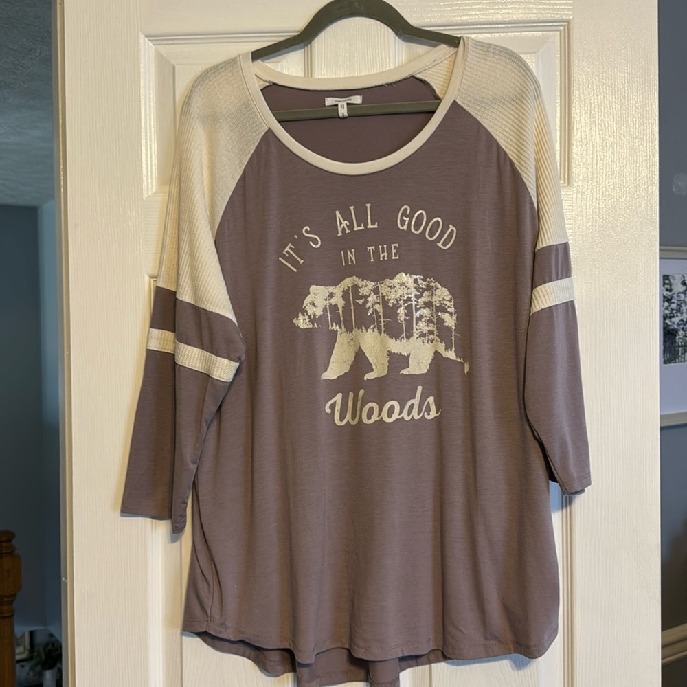 3/4 Sleeve Knit Top 'Woods' Plus 2X